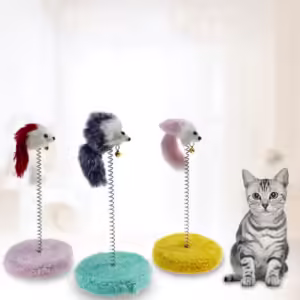 Cat Scratch Post With Mouse Attached