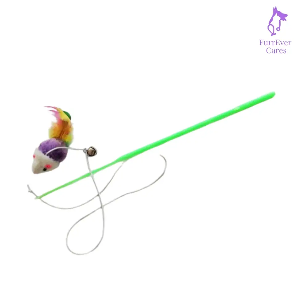 Cat Catcher Teaser Wand with Mouse Cat Toy - Interactive Cat Wand