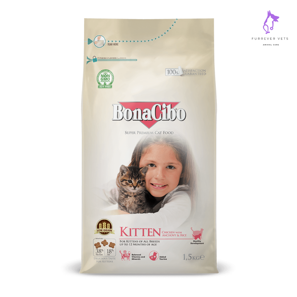 Bonacibo Kitten Cat Food Super Premium 1.5kg Turkey Imported Bonacibo Chicken Kitten Food for Healthy Growth Pakistan